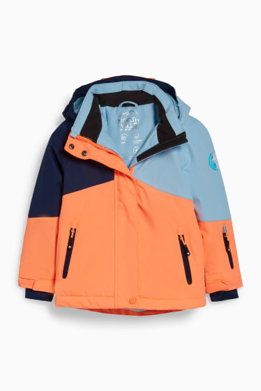 Enfants - Veste de ski à capuche - orange fluo