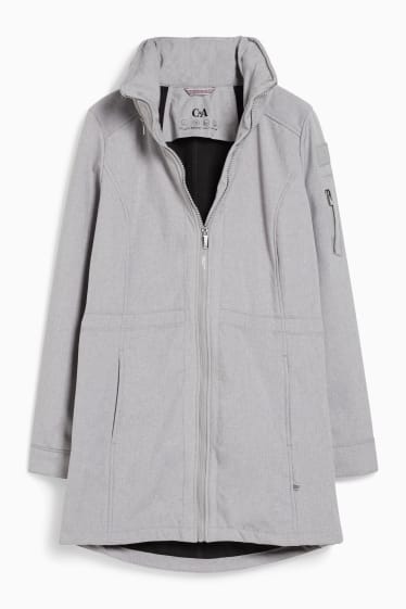 Women - Softshell jacket with hood - light gray-melange