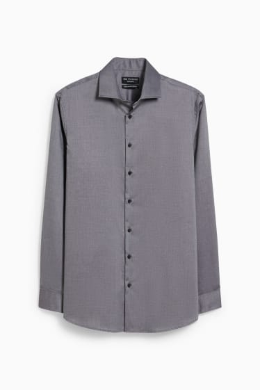 Pánské - Business košile - regular fit - cutaway - snadné žehlení - šedá