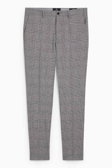 Uomo - Pantaloni coordinabili - regular fit - LYCRA® - a quadretti - grigio