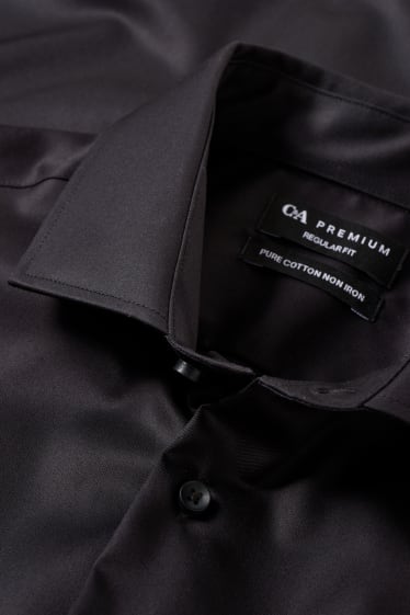 Herren - Businesshemd - Regular Fit - Cutaway - bügelfrei - schwarz