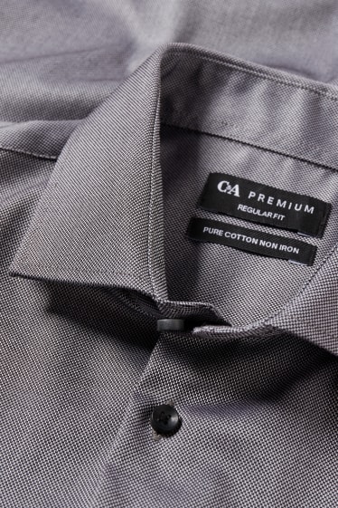 Pánské - Business košile - regular fit - cutaway - snadné žehlení - šedá