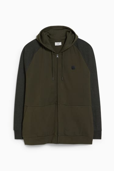 Hombre - Sudadera con cremallera y capucha - verde oscuro