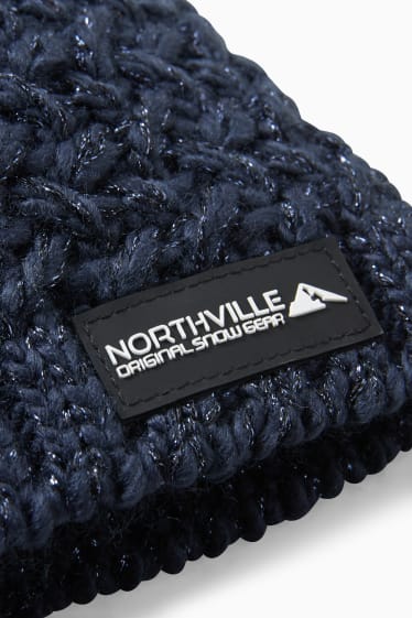 Children - Knitted hat - shiny - dark blue