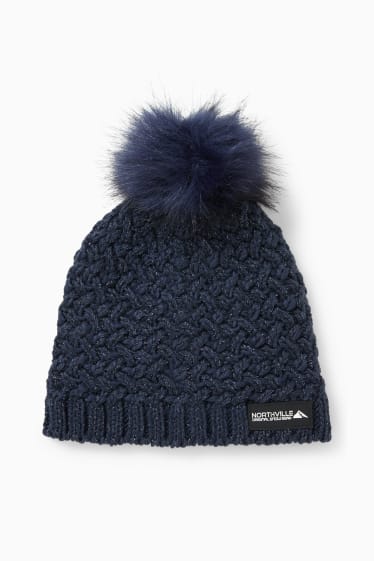Children - Knitted hat - shiny - dark blue