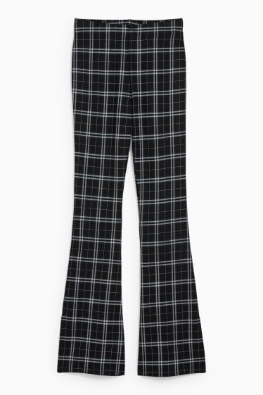 Teens & young adults - CLOCKHOUSE - jersey trousers - flared - check - black / gray
