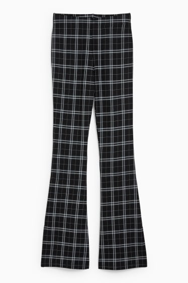 Damen - CLOCKHOUSE - Jersey-Hose - Flared - kariert - schwarz / grau