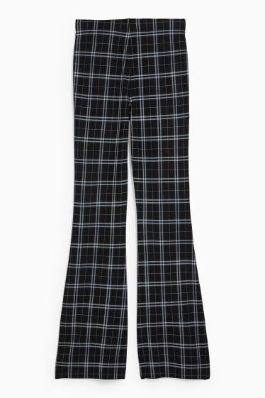 Joves - CLOCKHOUSE - pantalons de punt - flared - de quadres - negre/gris