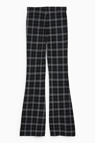 Teens & young adults - CLOCKHOUSE - jersey trousers - flared - check - black / gray