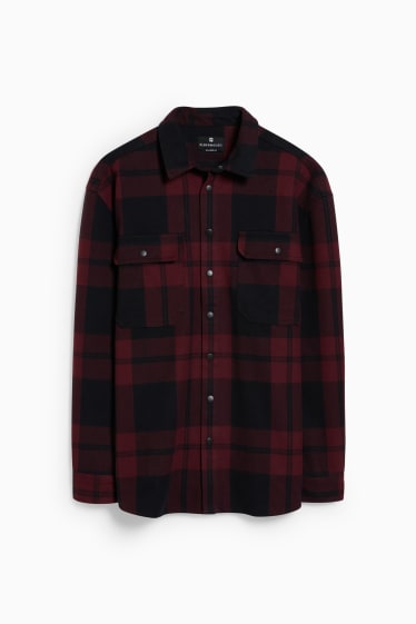 Hommes - CLOCKHOUSE - chemise - relaxed fit - col kent - à carreaux - rouge foncé