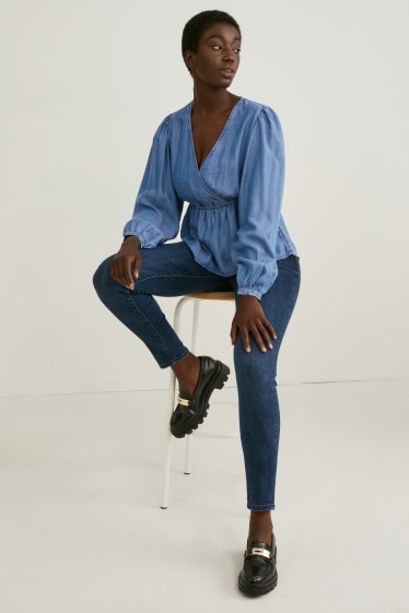 Women - Denim blouse - blue denim
