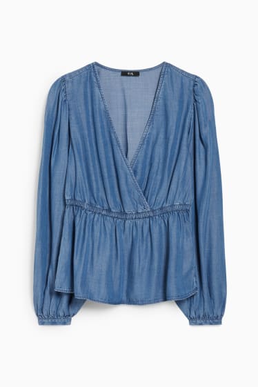 Women - Denim blouse - blue denim