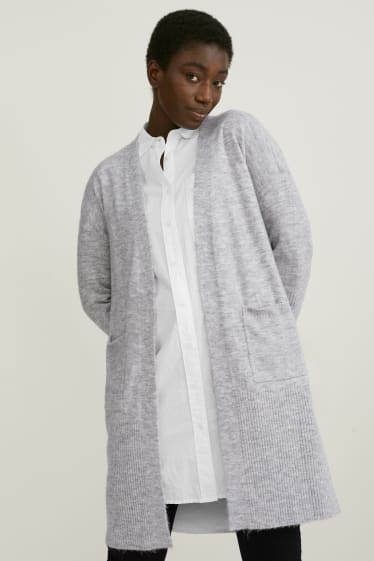 Damen - Strickjacke - hellgrau-melange