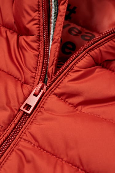 Women - Quilted jacket with hood - red