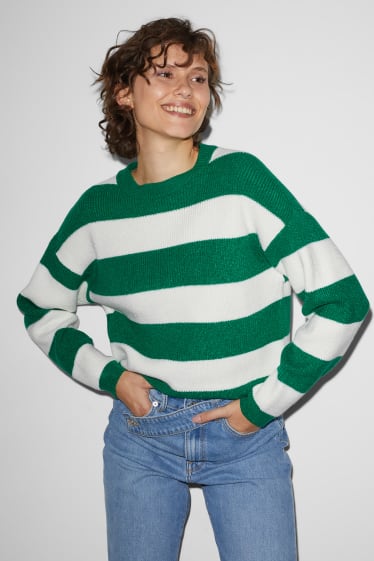Adolescenți și tineri - CLOCKHOUSE - pulover - cu dungi - alb / verde