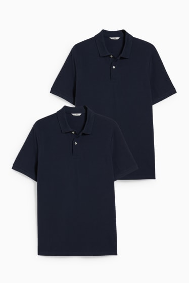 Hommes - Lot de 2 - polos - bleu foncé