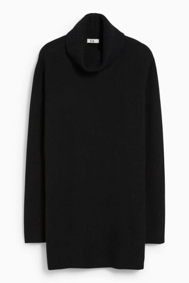 Damen - Rollkragenpullover - schwarz