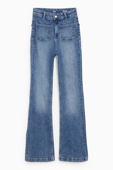 Women - Flared jeans - high waist - LYCRA® - blue denim