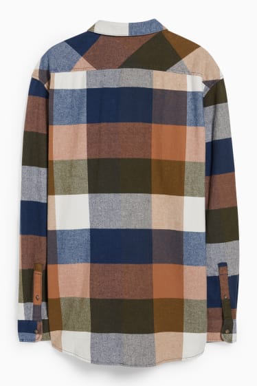 Bărbați - CLOCKHOUSE - cămașă din flanel - regular fit - guler Kent - în carouri - bej / maro