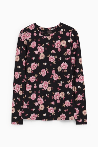 Jóvenes - CLOCKHOUSE - camiseta de manga larga - de flores - negro / rosa