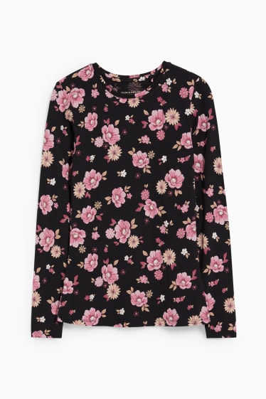 Teens & young adults - CLOCKHOUSE - long sleeve top - floral - black / rose