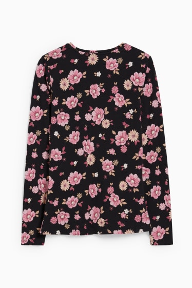 Jóvenes - CLOCKHOUSE - camiseta de manga larga - de flores - negro / rosa