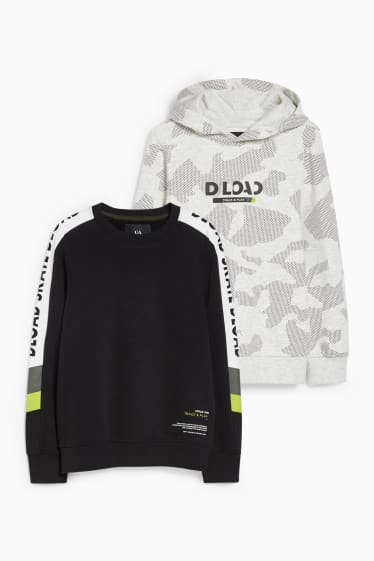 Enfants - Lot de 2 - sweat et sweat à capuche - noir