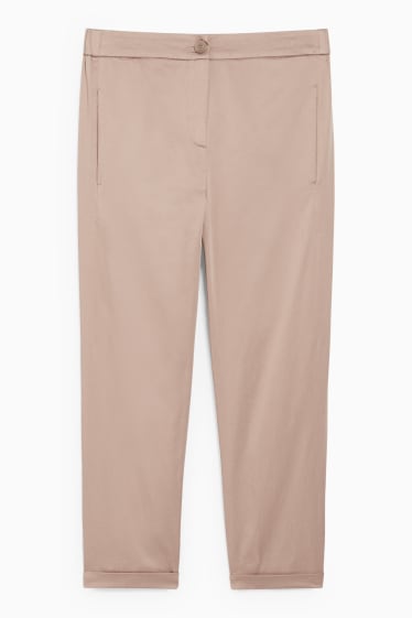 Dámské - Plátěné kalhoty - high waist - regular fit - taupe