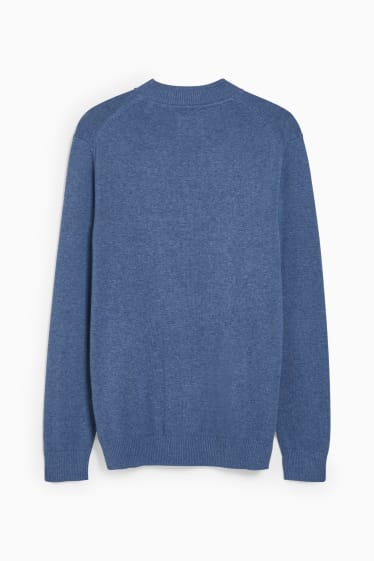 Mężczyźni - Sweter z domieszką kaszmiru - niebieski
