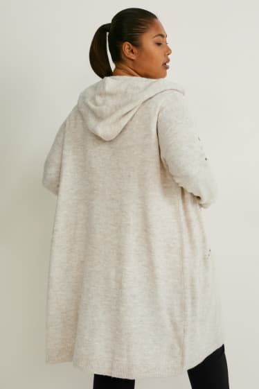 Women - Cardigan with hood - beige-melange