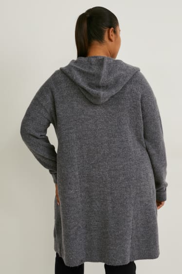 Femmes - Gilet en maille à capuche - gris chiné