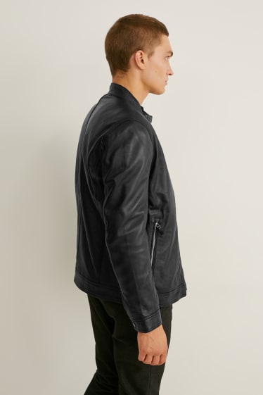 Men - Leather jacket - black