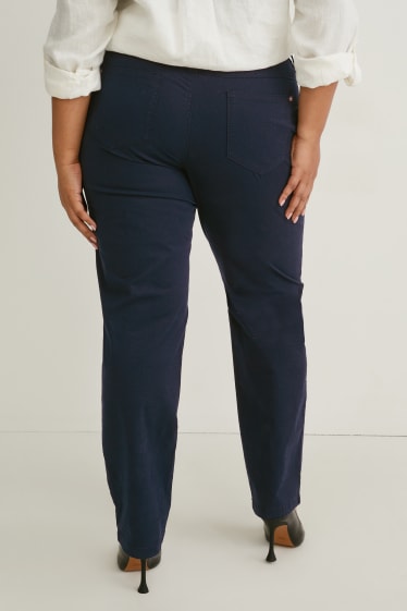 Femmes - Pantalon en toile - mid waist - LYCRA® - bleu foncé