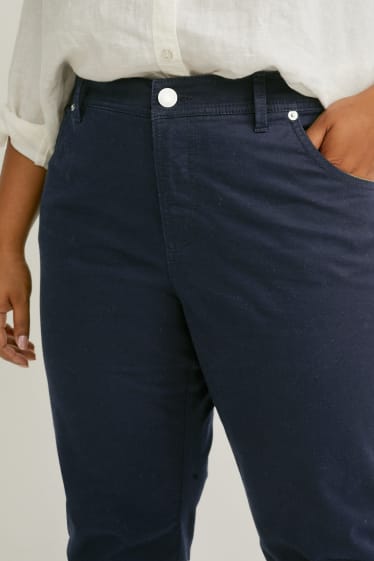 Femmes - Pantalon en toile - mid waist - LYCRA® - bleu foncé