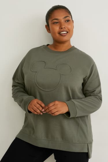 Dames - Sweatshirt - Mickey Mouse - donkergroen