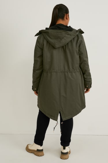 Dames - Parka met capuchon - donkergroen