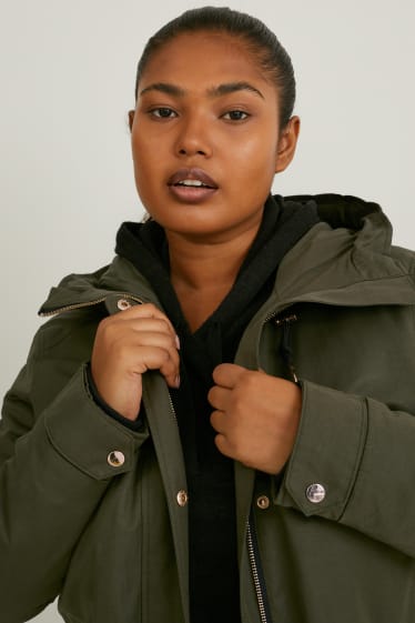 Mujer - Parka con capucha - verde oscuro