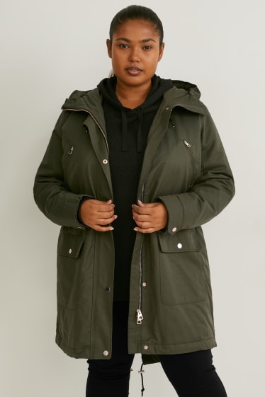 Mujer - Parka con capucha - verde oscuro