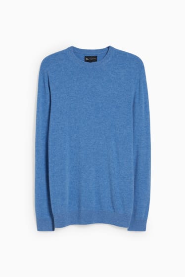 Herren - Kaschmir-Pullover - blau-melange