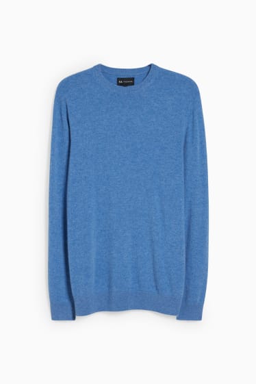 Herren - Kaschmir-Pullover - blau-melange