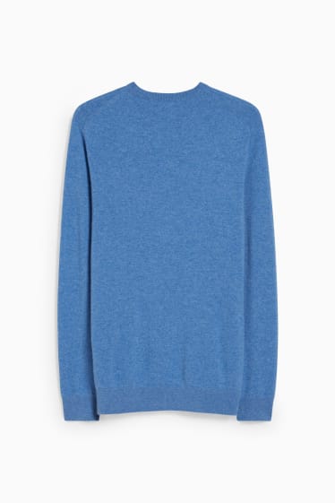 Herren - Kaschmir-Pullover - blau-melange