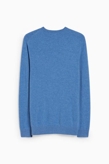 Herren - Kaschmir-Pullover - blau-melange