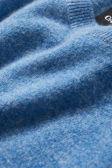 Herren - Kaschmir-Pullover - blau-melange
