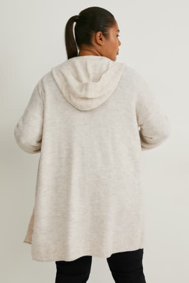 Women - Cardigan with hood - beige-melange