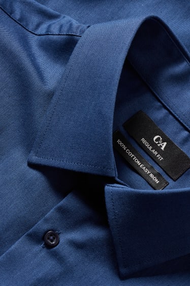 Uomo - Camicia business - regular fit - colletto all'italiana - maniche ultralunghe - blu scuro