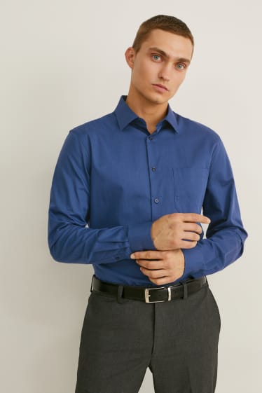 Heren - Business-overhemd - regular fit - kent - extra lange mouwen - donkerblauw