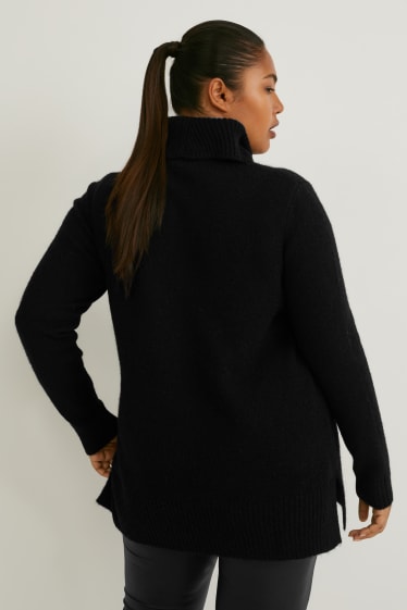 Femei - Pulover cu guler rulat - negru