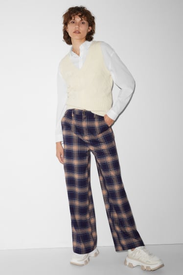 Ados & jeunes adultes - CLOCKHOUSE - pantalon en toile - high-waist - jambes larges - bleu