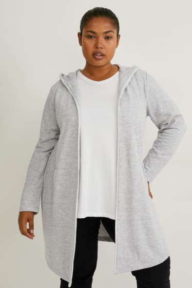 Dames - Sweatvest met capuchon - licht grijs-mix