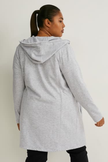 Femmes - Sweat zippé à capuche - gris clair chiné